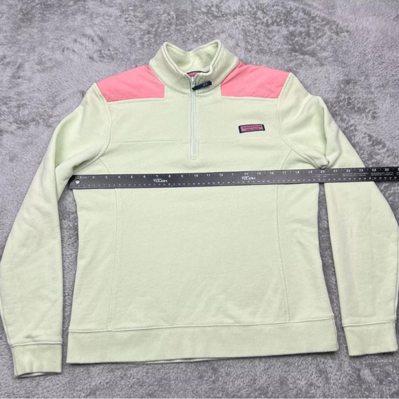 Vineyard Vines Sweatshirt Womens M Spring Green/Yellow Pullover 1/4 Zip Preppy - Picture 5 of 9